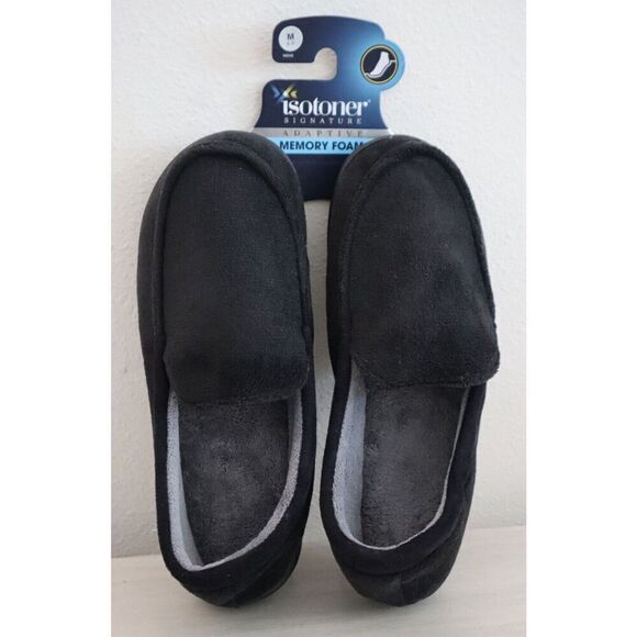 Isotoner A92508 Men's Sz M (8-9) Black Jared Memory Foam Moc Slippers - Picture 1 of 7